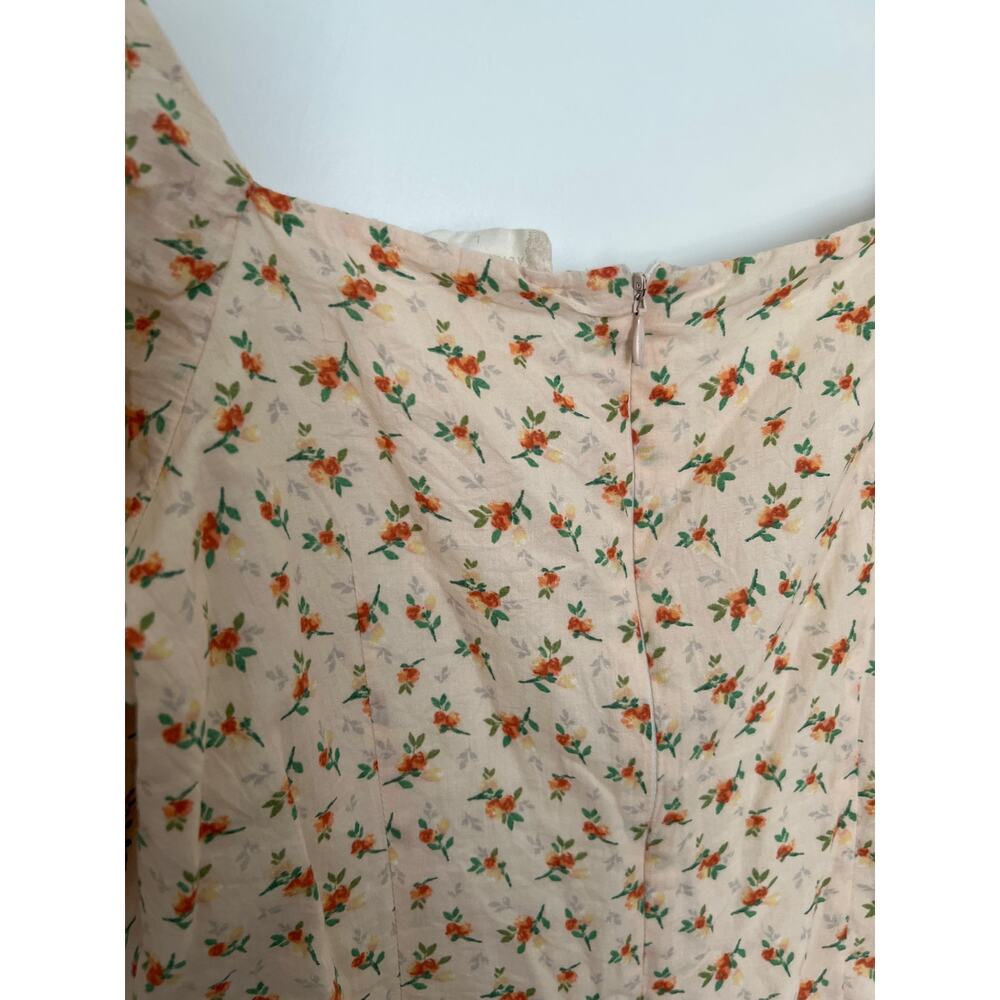 Altar'd State Floral Print Puffed Sleeve Mini Sundress Beige Women's Size Large - Picture 6 of 6